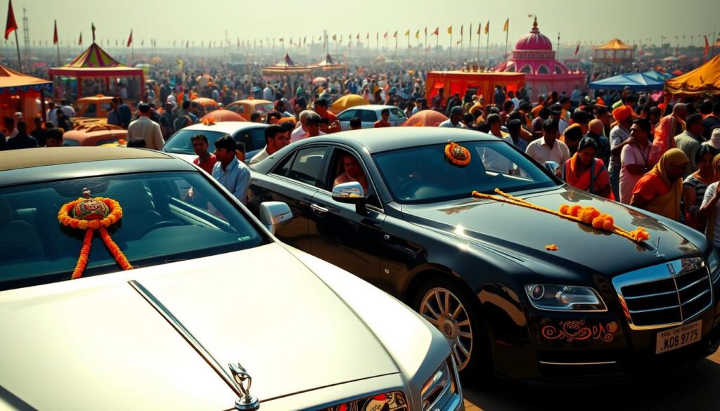 कुंभ में लक्जरी कार्स